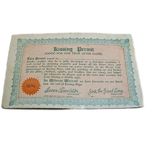 Vintage Kissing Permit von 1969 - Bild 1 von 9