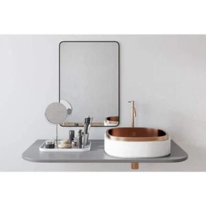 Glacier Bay Vanity Mirror 40"Hx22"W Rectangular Framed Aluminum Black Vertical - Picture 1 of 6