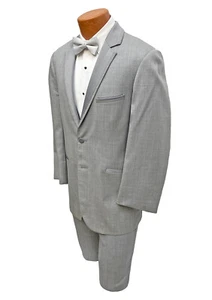 Jean Yves Twilight Men's Heather Grey Tuxedo 3 Piece Suit with Vest Size 42L 35W - Picture 1 of 5
