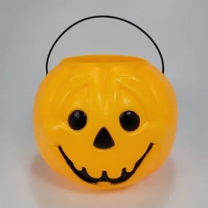 Vintage Halloween Jack o' Lantern Pumpkin Bucket Blow Mold General Foam Plastics - Picture 1 of 4