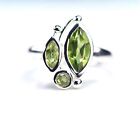 925 Solid Sterling Silver Natural Peridot Cut Handmade Dainty Ring, Ethnic Gift