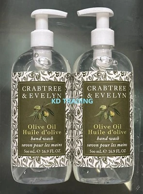 (Pack de 2) CRABTREE & EVELYN ~ ACEITE DE OLIVA LAVADO A MANO NUTRITIVO 500 ml Hecho en Canadá Foto 1 de 3
