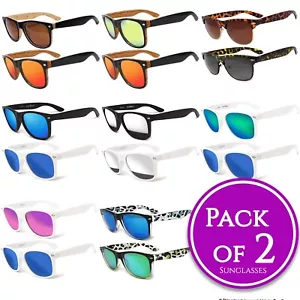 Sunglasses Pack of 2 mens Ladies Classic UV Protection Shades Sunglass - Picture 1 of 13