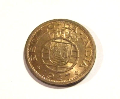 India Portuguese 1947 1 Tanga unc Bronze Coin - Image 1 of 4
