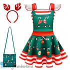 Girls 3 Pieces Christmas Party Dress + Bag + Headband Clothes 3-12Years