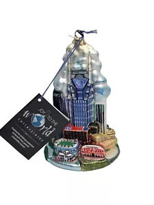 Nashville Tennessee Skyscape Vetro Ornamento Grand Ole Opry Soffiato a Mano 2000 7" H - Foto 1 di 12