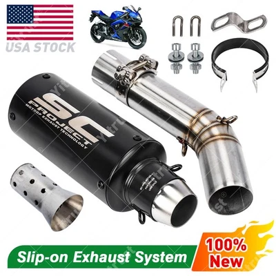 Slip for Suzuki GSXR 750 600 2006-2024 Exhaust Tips Black Muffler Mid Link Pipe Foto 1 de 4