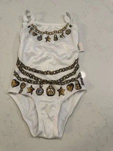 NWT Submarine Swim Girls Size 6 One Piece White & Gold Swimsuit Bathing Suit - Picture 1 of 5