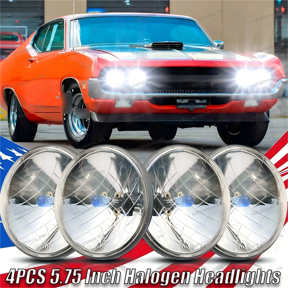 Faros de haz alto/bajo 4X 5,75" 5-3/4 pulgadas para Ford Thunderbird Torino Foto 1 de 4