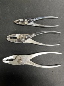 3- Vintage DIAMOND Duluth Slip Joint Pliers Thin Nose, M16, N16, N15, U.S.A. - Picture 1 of 10