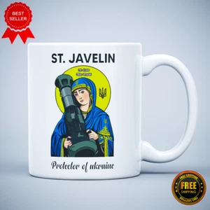St. Javelin Protector Of Ukraine Coffee Mug American Support Gift Tea Cup 11oz - Picture 1 of 4