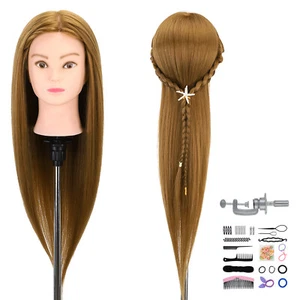 24'' Übungskopf Mannequin 50% Echthaar Friseur Trainingskopf Set für Frisuren - Bild 1 von 12