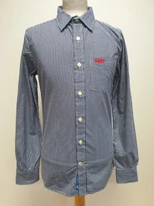 S430 MENS SUPERDRY BLUE WHITE STRIPES SLIM FIT L/SLEEVE SHIRT UK S EU 46 - Picture 1 of 3