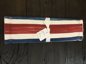 Pottery Barn Americana Watercolor Table Runner 18x 108" Red Blue 4th Of July NEW - Picture 1 of 4