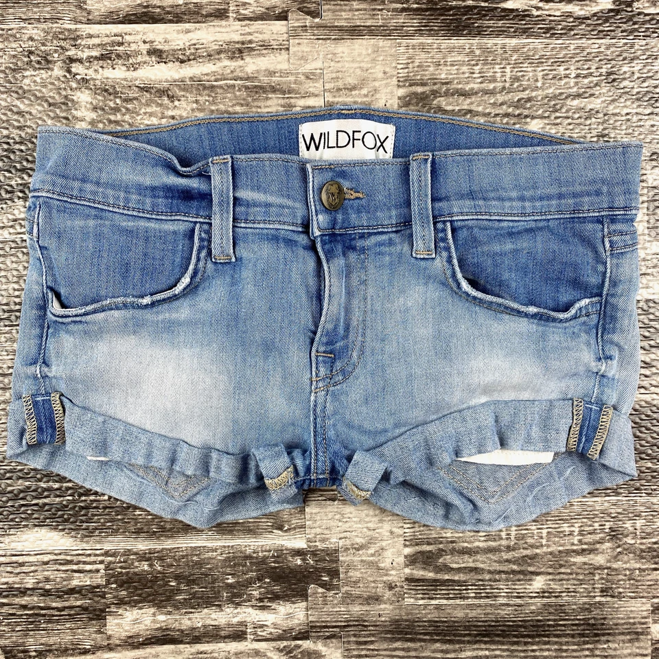 Wildfox Women Size 26 Cuffed Super Stretchy Denim Lowrise Jean Shorts - Изображение 1 из 2