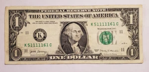 $1 Bill 2017 Circulated 5 in-a- row K 51111161 C "Big D" 98.8% Very Cool 😎 - Picture 1 of 2
