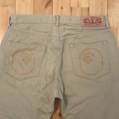 BAPE APE HEAD embroidery logo cotton pants Beige A Bathing Ape Size XL - Image 1 of 4