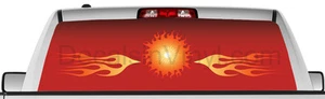 Rear window graphic view thru decal sticker, flames, pickup truck SUV Vans - Picture 1 of 2
