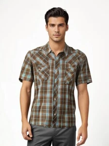 Wrangler Western Fashion Snap Shirt Pearl Snap Short Sleeve Men Size 2XL WM130BN - Picture 1 of 4