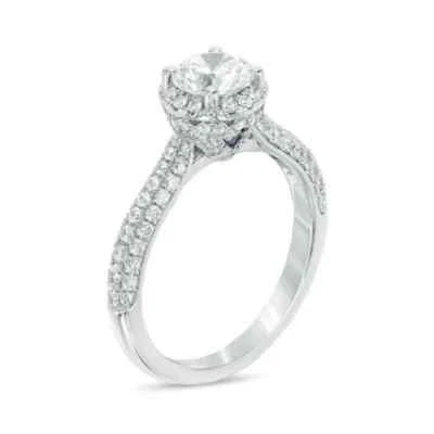 Anillo de boda de plata 925 con diamantes creados en laboratorio de corte redondo Vera Wang Love Collection Foto 1 de 4