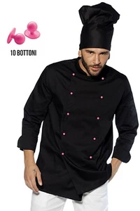 Giacca Cuoco Casacca Chef Uomo Donna Cucina Divisa Cotone da Lavoro manica lunga - Foto 1 di 1