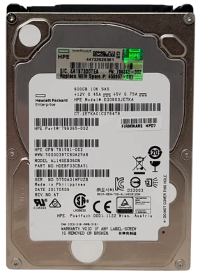 HP EG0600JETKA 796365-002 10K 600GB 2.5" SAS Hard Drive Price Inc VAT - Image 1 of 2