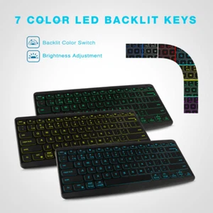 Rechargeable RGB Bluetooth Keyboard for MAC iOS Android PC iPad Tablet Windows - Picture 1 of 14