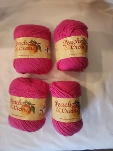 LOT OF 4X Peaches & Creme 2.5oz/120yards EACH 100% Cotton Yarn Bright Pink NEW - Picture 1 of 1