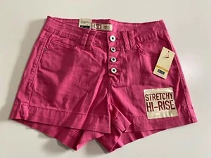 L.E.I. Women's Stretchy Hi-Rise Shorts Beetroot Purple Juniors Size 3 - Picture 1 of 2