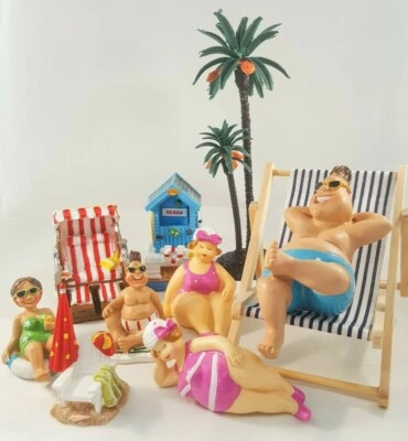 Dekofigur Palme Urlauberin Urlauber Schiff Strandkorb Segelboot Urlaub Maritim - Bild 1 von 2