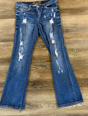 Alloy Distress Size 9 Bell Boot Cut Comfy Stretch Blue Jeans Great Quality  - Image 1 of 4