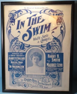 Belle of Washington DC Framed Sheet Music "In the Swim" Waltz Song & Chorus 1901 - Picture 1 of 7