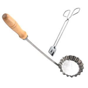 Stampo Torta Patate Ciambella Fritta per Friggere Casa Manico Cucchiaio Acciaio Inox - Foto 1 di 12