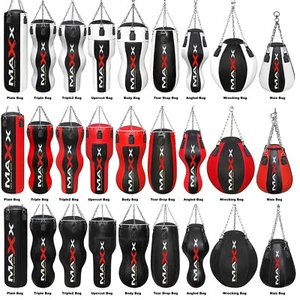 Maxx MAYA Leather Empty Punch Bag Kick Boxing MMA + Chains Unfilled - Picture 1 of 22