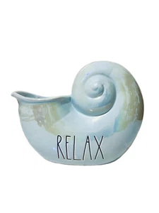Rae Dunn RELAX Lustrous Ceramic Shell Decor In Blue, 6W x 8H - NEW - Picture 1 of 9