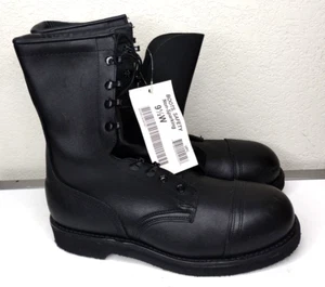 ADDISON Shoe Co. Stivali da combattimento antinfortunistici con punta in acciaio da uomo in pelle nera stringati USA - Foto 1 di 6