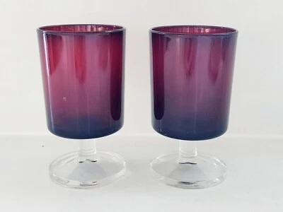 Vintage Luminarc France Ruby Red 6oz Cordial Glasses Set Of 2 - Image 1 of 3