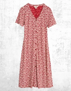 Ex Seasalt Women’s Short Sleeve Cotton Tea Dress in Dahila Retro Floral - Picture 1 of 8