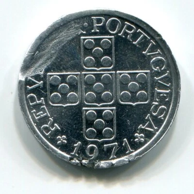 1971 Portugal 10 Centavos Struck on Defective Planchet - Image 1 of 2