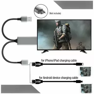 USB HDMI Cable 1080P Phone to Digital TV HDTV AV Adapter For iPhone iPad Android - Picture 1 of 11