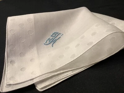 10101🌟Винтажный РЕЗАК 40-х синий Мадейра монограмма «BKW» свадебный носовой платок - Изображение 1 из 4