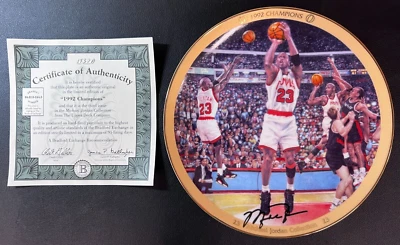 Placa coleccionable Michael Jordan 1996 de colección limitada NBA Bulls "Campeones 1992" ¡con certificado de autenticidad! Foto 1 de 4