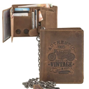 Greenburry Hombre Cuero Cartera Cartera Cadena CAFE RACER - Imagen 1 de 10