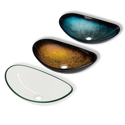 doporro Waschbecken glas Aufsatzwaschbecken glas Waschtisch Waschschale Oval