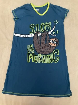 Lazy One Nightshirt Small Medium Womens Sloth Screenprint Green - Image 1 of 4
