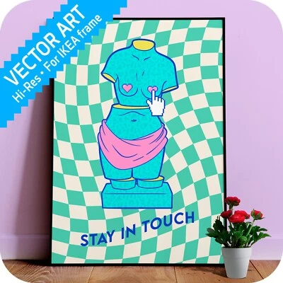 Retrowave poster/Vaporwave print: Stay In Touch — aesthetic poster - Image 1 of 4