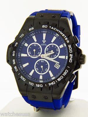 Aqua Master Men's W#337 Black Ion Plated Chronograph Dial Silicone Quartz Watch - Image 1 of 2
