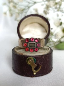 Antique Victorian 1880c 9ct Gold & Georgian Old Cut Paste Cluster Ring - Picture 1 of 9