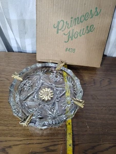 Princess House Lead Crystal Gold Leaf Ashtray Vintage New In Box! - Picture 1 of 3