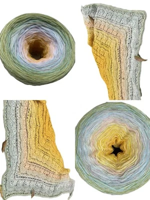 1.04Lb TencelCotton Lyocel Sultan Ombre Cake Yarn Yellow Gold Green 2400Yards - Image 1 of 4